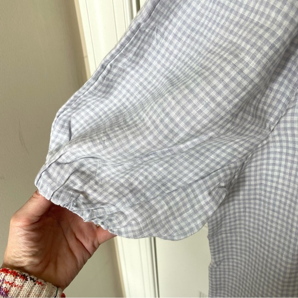 NEW WITH TAGS J. Crew Gray White Check Linen V Back Havana Mariska Dress Size 14 - Picture 6 of 8